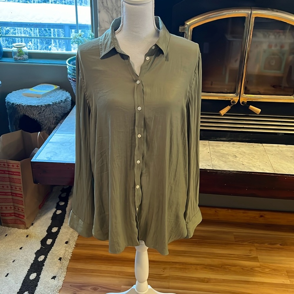 Banana Republic Silky Green Shirt Tall